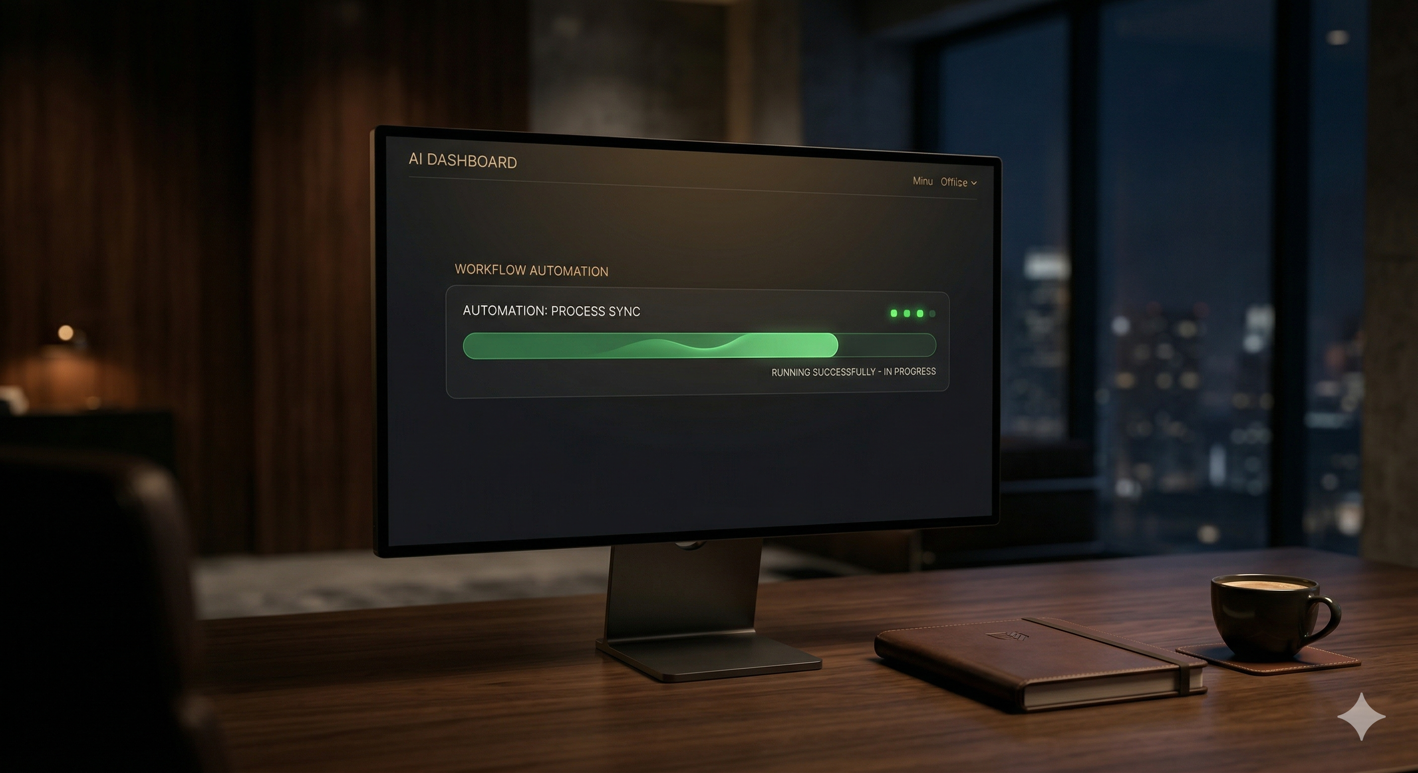 Monitor displaying AI skill installation progress in a dark office